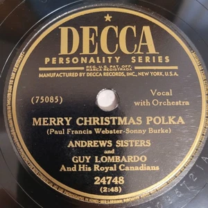 HEAR👂Andrews Sisters Winter Wonderland Merry Christmas Polka Decca Lot 2X 78 - Imagen 1 de 8