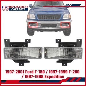 Front LH and RH Fog Lights Assembly Halogen For 1997-2001 Ford F-150 / F-250 - Picture 1 of 14