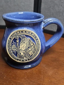 1993 Deneen Keramik Bauch Becher hellblau Glasur über Marine Zauberer Medaillon - Bild 1 von 7