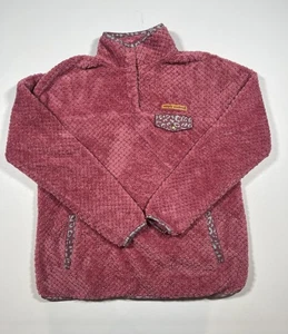 Pullover Simply Southern donna 2XL rosa sherpa pile bordo leopardato finto collo - Foto 1 di 6