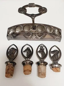 Antik WMF Jugendstil Korkenständer mit 4 Zierkorken Zinn Versilbert um 1900 - Bild 1 von 12
