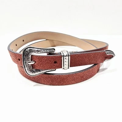 Cinturón de gamuza de cuero genuino Rebecca Minkoff marrón óxido occidental para mujer talla M Foto 1 de 4