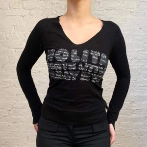 Nolita V-neck Long Sleeve Top - Small Black Cotton Blend - Picture 1 of 7