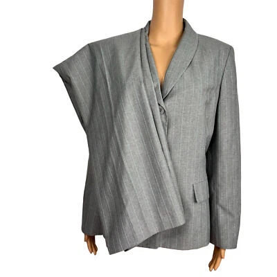Traje pantalón de negocios forrado de poliéster gris a rayas 2 piezas talla 12 Jones Wear para mujer Foto 1 de 4