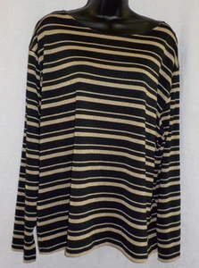 Nick & Sarah Plus Top Gr. 2 XL schwarz & gold gestreift Polyestermischung Glitzer lang - Bild 1 von 11