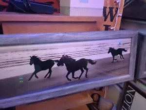 Wild Horses On The Beach- Framed Picture-open Box Condition - Picture 1 of 13