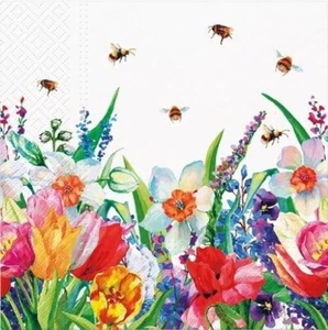 20 'Meadow With Bees' 33cm Paper Napkins 3 Ply Tissues Party Decoupage - Picture 1 of 2