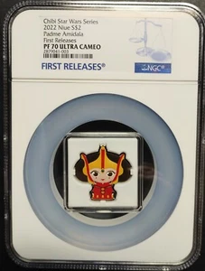 2022 NIUE 1 Oz SILVER $2 COIN STAR WARS CHIBI PADME AMIDALA NGC PF70UC FIRST REL - Picture 1 of 5