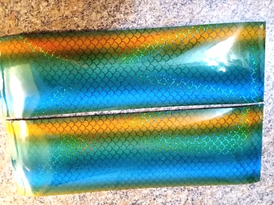 MAD RIVER DUBBING COMPANY REPTILE SILVER HOLO SCALE 3" x 12" 2pk Holographic Fishing Lure Tape