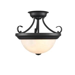 HALLWAY, FLUSH Light Millennium 2 Light 13" Wide Semi-Flush Bowl Ceiling Fixture - Picture 1 of 3