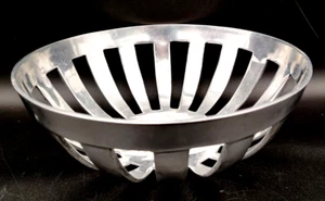 Scandinavian Design Lg Chrome Plated Fruit Bowl Centerpiece Footed 12 x 5 in - Picture 1 of 11