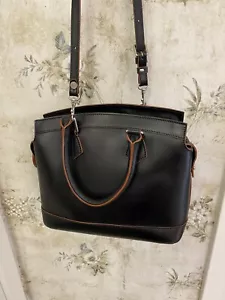 Retired Dooney & Bourke Alto Black Leather Handbag Shoulder Bag Satchel Italy - Picture 1 of 11
