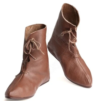 Botas de cuero nórdicas botas de recreación histórica disfraz vikingo calzado Foto 1 de 4