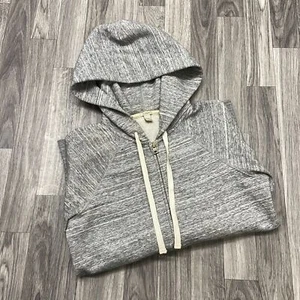 J.CREW Full Zip Up Drawstring Tie Grey Hooded Sweatshirt Hoodie Men's Size 2XS - Picture 1 of 8
