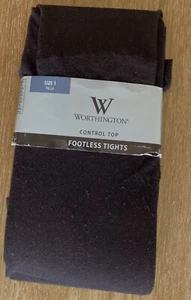 WORTHINGTON CONTROL TOP FOOTLESS TIGHTS BLACK SIZE 1 - Picture 1 of 4