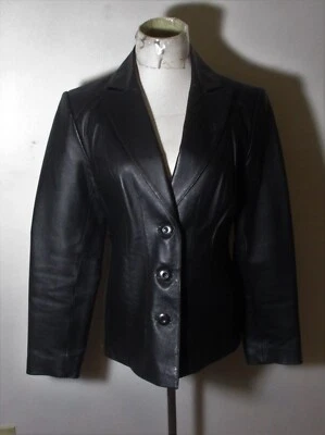 Chaqueta de cuero EAST 5TH negra 100 % cuero talla S Foto 1 de 4