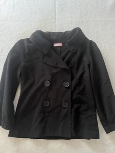 Vintage Review Blazer Womens Size 10 Black Cropped Fitted Collared Button Up - Picture 1 of 11