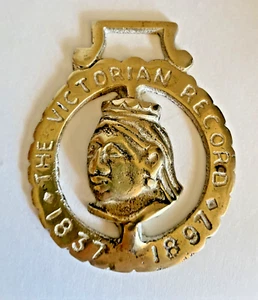 Messing Pferd Medaillon Vintage englische Königin viktorianische Schallplatte Parade Show Trense - Bild 1 von 3