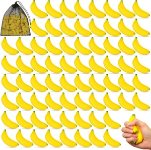 100 Pcs Banana Stress Relief Toys Fidget Anxiety Toys Tiny Foam Banana Mini F... - Picture 1 of 11