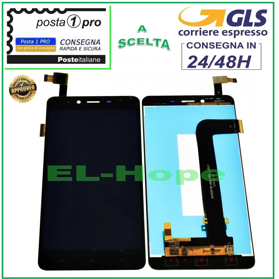 DISPLAY LCD PER XIAOMI HONGMI REDMI NOTE 2 TOUCH SCREEN SCHERMO VETRO NERO - Immagine 1 di 1