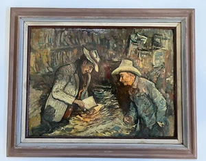 Vintage Oil Painting “The Lottery Ticket” Juarez News Vendor 1988 by Bill Rakocy - Picture 1 of 9