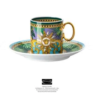 TAZA Y PLATILLO ESPRESSO VERSACE BY ROSENTHAL, ALEMANIA ""JUNGLE ANIMALIER"". 2,9 OZ - Imagen 1 de 3