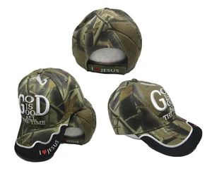 God Is Good All The Time Camo Hat Ball Cap I Love Heart Christian - Picture 1 of 7