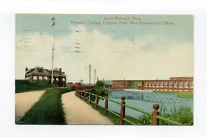 North Plymouth MA 1927 Postkarte, Mill, Cordage Co Plant, Driveway, Office - Bild 1 von 3
