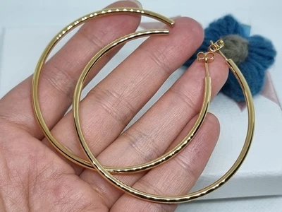 NEW BOXED Genuine Pandora 14k Gold Plated Open 65 mm Hoops  💕 ALE MET   - Image 1 of 4