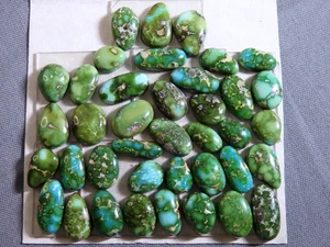 100ct Lot SONORAN GOLD TURQUOISE 39 Cabochons 9mm to 14mm Backed UNTREATED - Picture 1 of 8