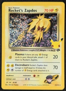 Rocket's Zapdos Celebration Classic Holo Rare Pokemon Card 15/132 (NM) - Picture 1 of 2