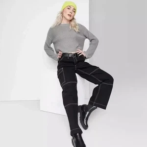 Donna collo Tondo Boxy Maglione Pullover - Wild Fable Luce Grigio Taglie S - Picture 1 of 5