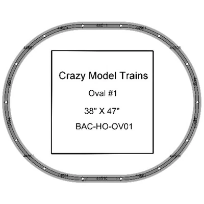 Bachmann E-Z Track HO Scale Oval #01 Basic Train Track Set - 38" X  47" - Image 1 of 4