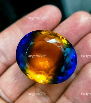 97 Ct Doublet Glass Stone Multi Color Tourmaline Oval Stone Loose Gemstone - Image 1 of 4