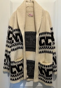 VINTAGE JC Penney Sweater Mens Beige Open Cardigan Shawl 70s Southwestern - Picture 1 of 7