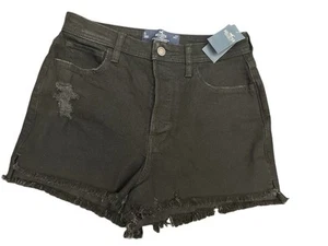 NWT Hollister Ultra High Rise Mom Short 3" Women's Size W27 Black Raw Hem NEW - Picture 1 of 5