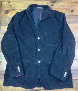 Vtg Bills Khakis Black Corduroy Sport Coat Flannel Lined Blazer Sz L - Picture 1 of 9