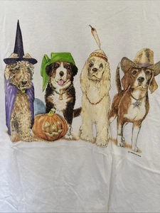 Prints of Tails Hunde Vintage T-Shirt Gr. L süß vorne hinten 90er weiß Einzelnaht - Bild 1 von 4