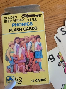 Vintage 1984 Golden Step Ahead Phonics Flash Cards 54 Cards Only - Picture 1 of 6