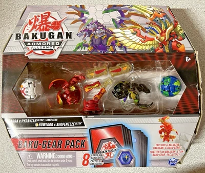 Bakugan Baku-Gear Paquete de 4 Sabra fusionados x Pyravian Ultra Serpenteze Ultra x Howlkor Foto 1 de 4