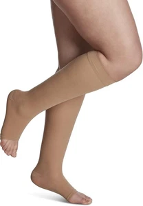 Sigvaris Style transparent/eversheer offene Zehenpartie Kniestrümpfe 30-40 sonnenbraun MS Meidum kurz - Bild 1 von 4
