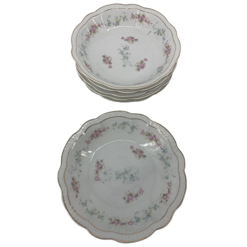 6 cuencos de sopa Orleans Z S & Co Baviera rosas rosas doradas flores porcelana ZSC60 Foto 1 de 4