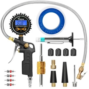 Digital Tire Pressure Gauge with Inflator, 250 PSI Heavy Duty Air Chuck with ... - Picture 1 of 8