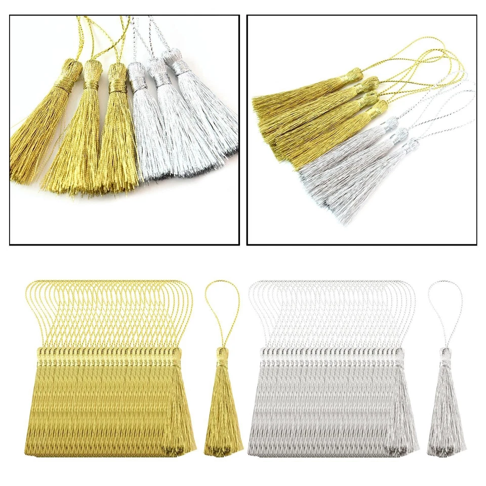 30 pièces 10cm Main Soyeux Soie Doux Artisanat Bookmark Glands avec Boucles - Photo 1/1