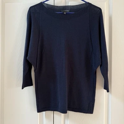 Ограниченный женщин средний свитер 52% шерсти темно-синий 3/4 рукав летучая мышь крыло - Изображение 1 из 4