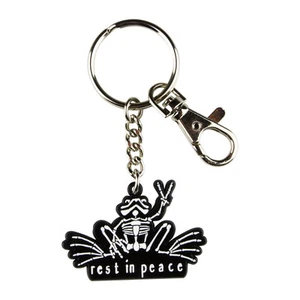 NEW PEACE FROGS REST IN PEACE ENAMEL KEY CHAIN - Picture 1 of 1