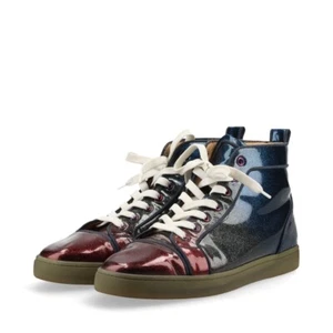 Christian Louboutin Patent Leather High-Top Sneakers Men's Size 43 US 10 - Picture 1 of 15