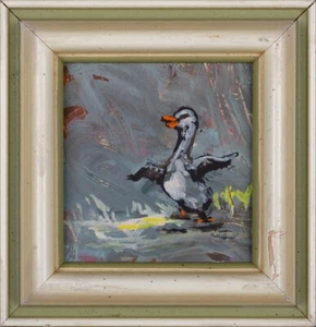Small Size Framed Decorative Painting Titled The Playful Duck - Picture 1 of 8