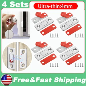 4 X Ultra-thin Invisible Punch-Free Strong Magnetic Door Cabinet Closer Stoppers - Picture 1 of 11