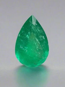 20,43 Karat 24x16 mm SELTEN RIESIG grün natürlich lose kolumbianische Smaragd-Birnenschliff - Bild 1 von 7